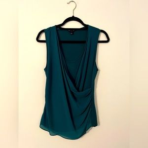 Banana Republic Emerald Green Ruched Sleeveless Shirt